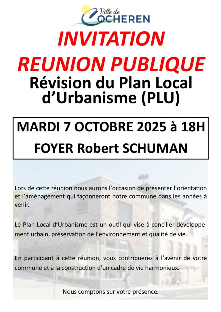 Invitation à une réunion publique pour la révision du Plan Local d'Urbanisme (PLU)